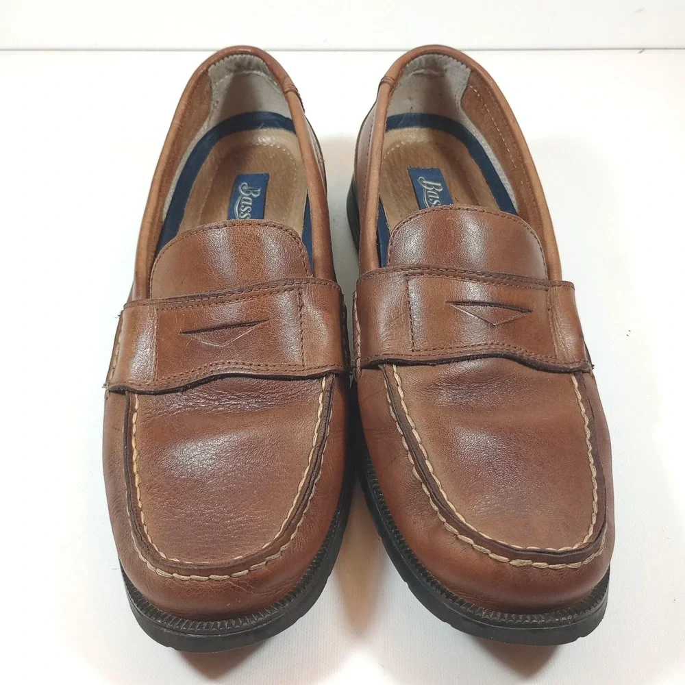 GH Bass Monroe II Penny Loafers Mens 8.5M Brown Leather Slip On Moc Toe Shoes